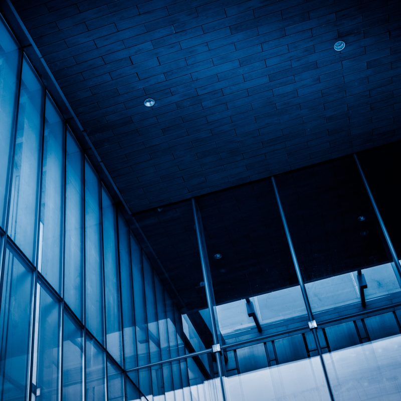 close up of modern office buildings